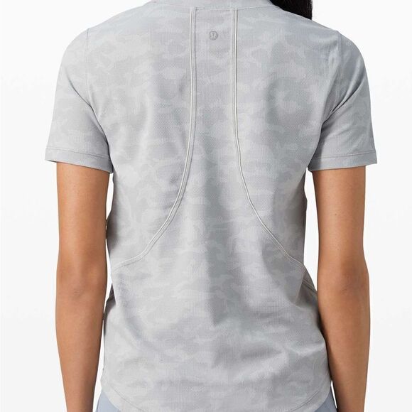 Lululemon Long Distance Short Sleeve Camo Silver Drop Alpine White Womens Sz 4 - Picture 2 of 9
